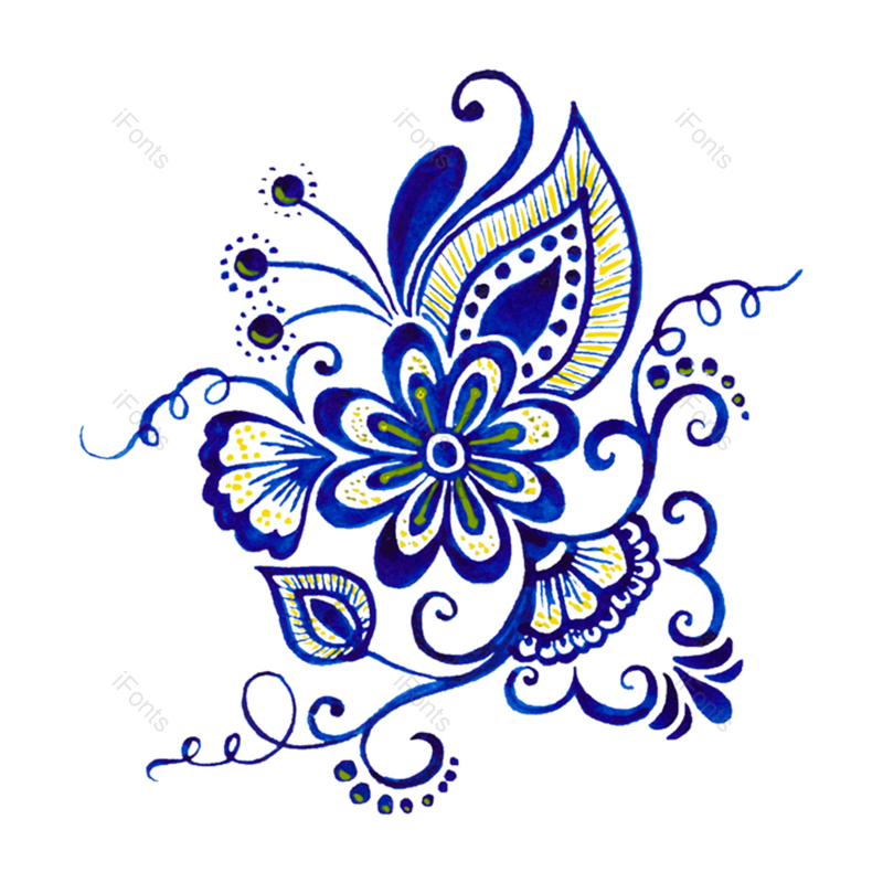 中国风图片,古典元素,蓝色PNG,花卉免抠素材